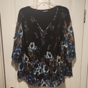 BloomChic Black and Blue Floral Blouse